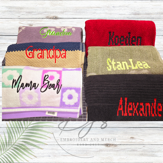 Custom Embroidered Towel, Embroidered name on towel