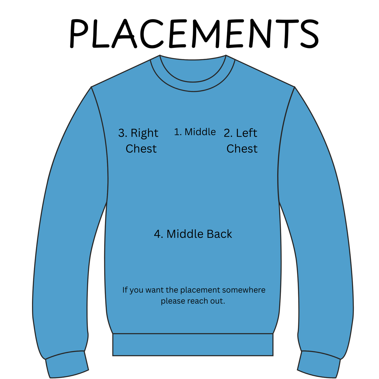 Custom Embroidered text on garments, custom text size & placements