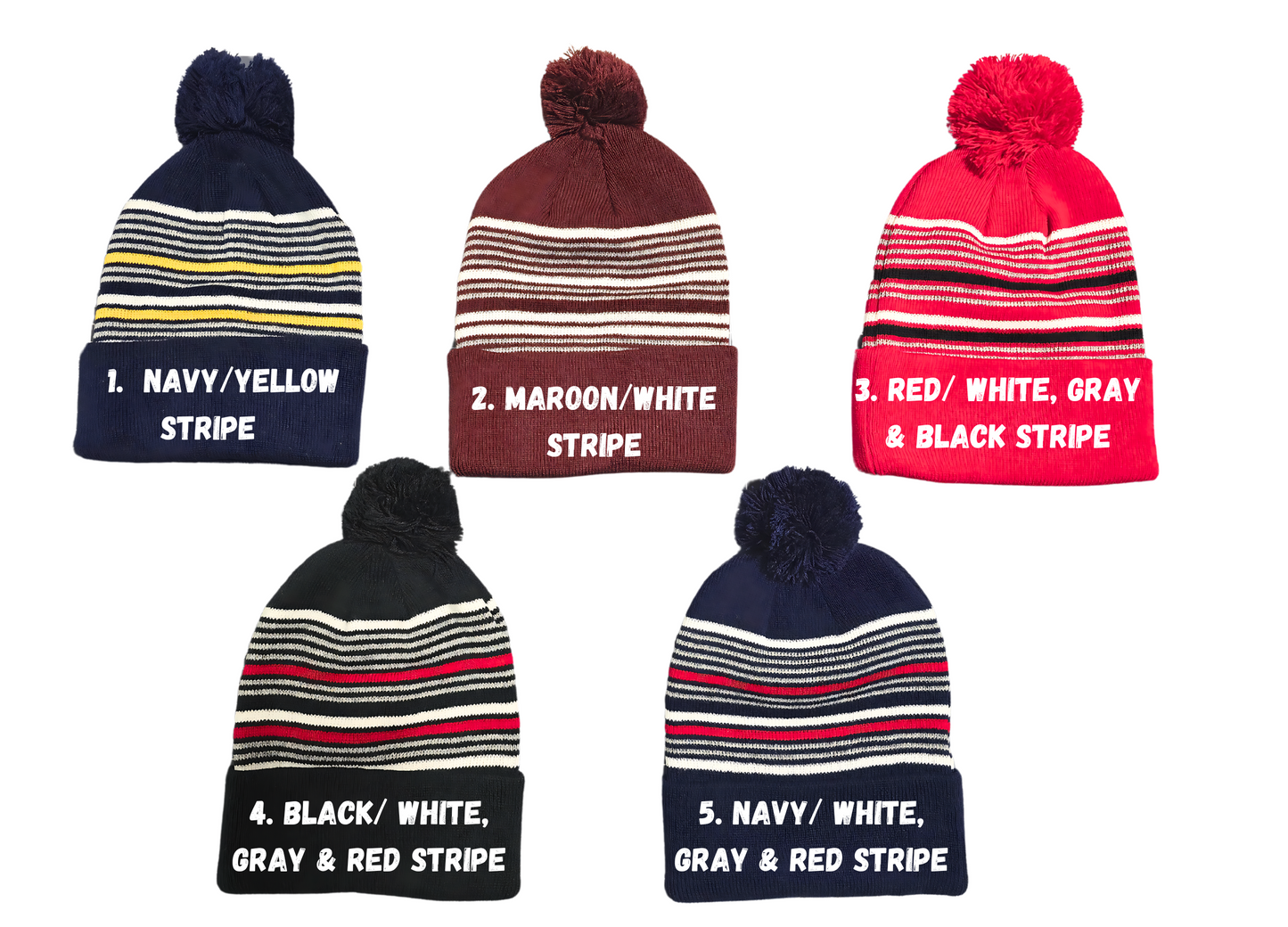 12-13" Unisex Custom Embroidered Beanie/toque with Pompom, Beanie with Pompom