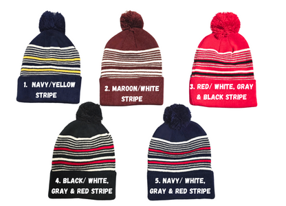 12-13" Unisex Custom Embroidered Beanie/toque with Pompom, Beanie with Pompom