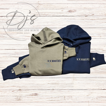 Custom Embroidered Roman Numerals Anniversary, Roman Numbers, Custom Roman Numbers on Sweaters