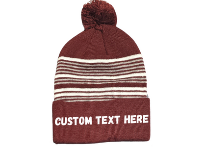 12-13" Unisex Custom Embroidered Beanie/toque with Pompom, Beanie with Pompom