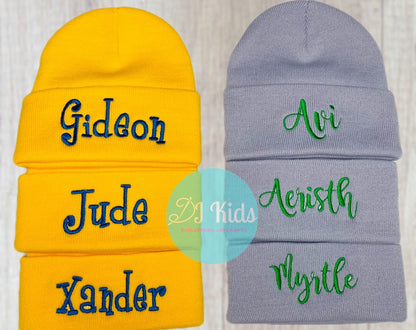 12-13" Unisex Custom Embroidered Beanie/toque with Pompom, Beanie with Pompom