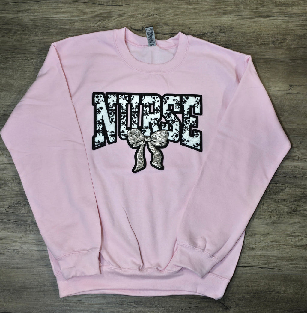 NURSE Embroidered patch on Crewnecks or Hoodies
