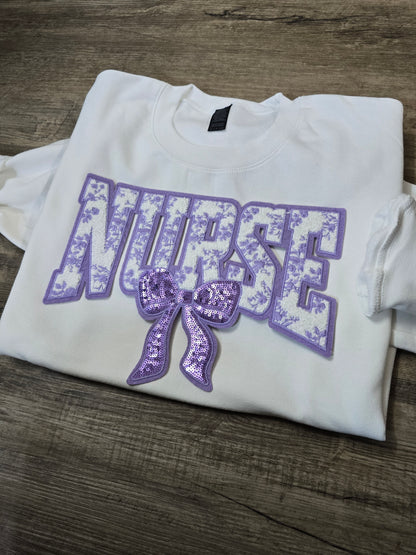 NURSE Embroidered patch on Crewnecks or Hoodies