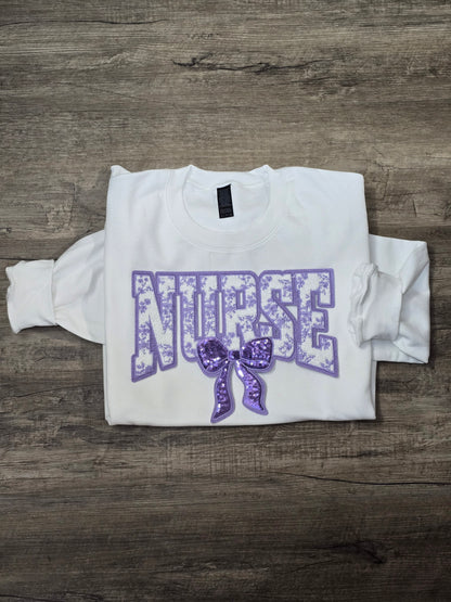 NURSE Embroidered patch on Crewnecks or Hoodies