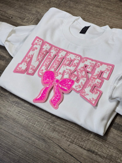 NURSE Embroidered patch on Crewnecks or Hoodies