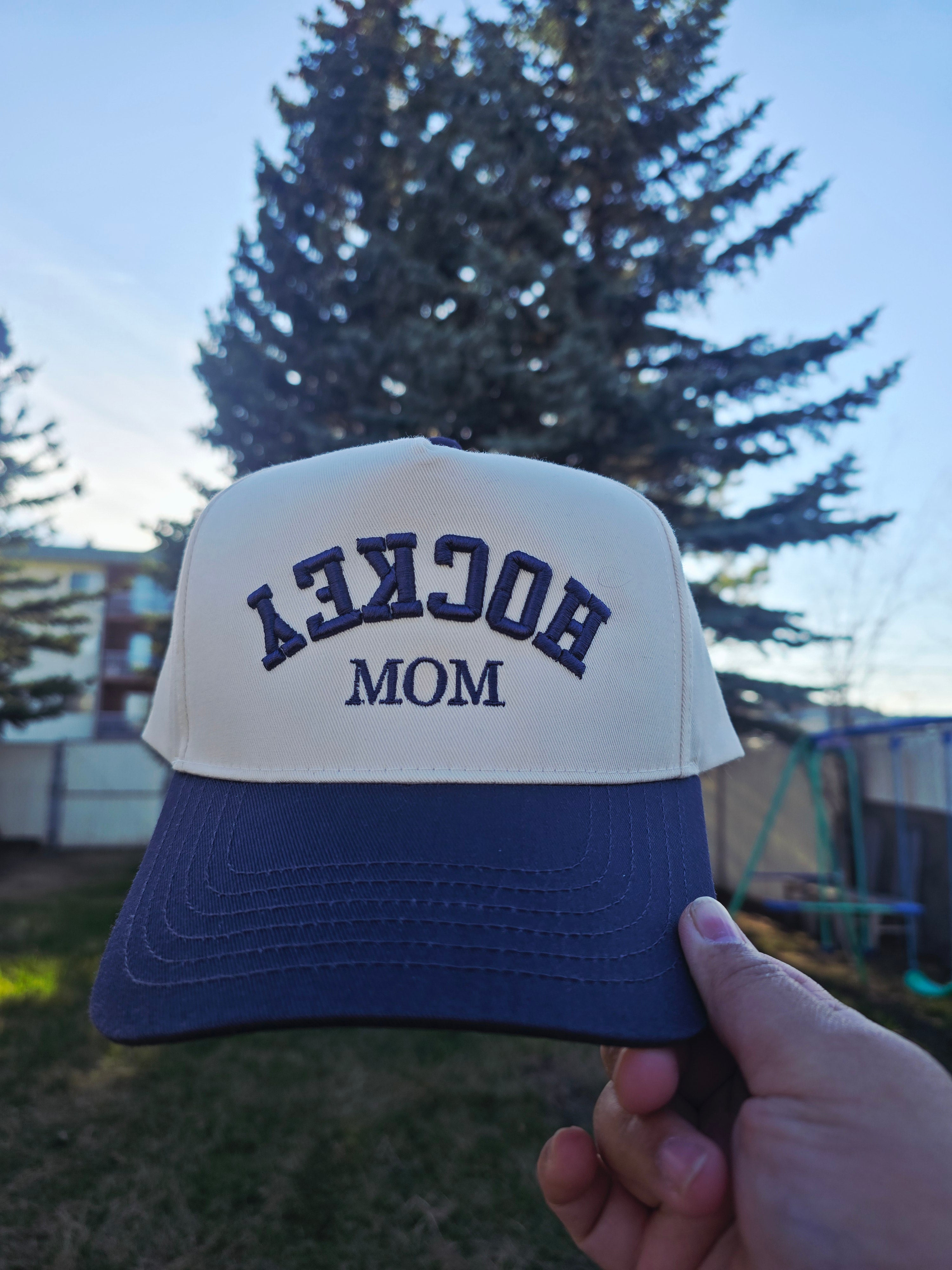 Hockey Mom Trucker Hat, Trendy Retro Caps - Embroidery