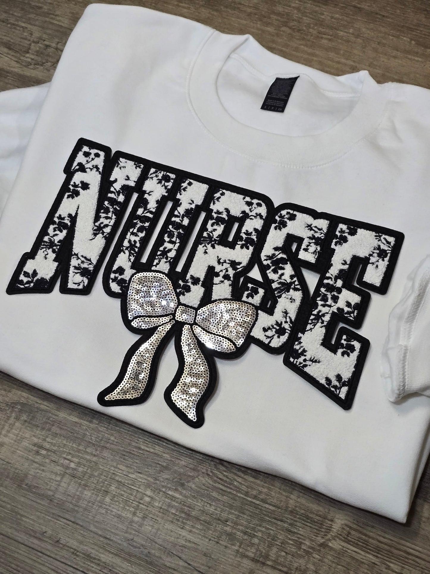 NURSE Embroidered patch on Crewnecks or Hoodies