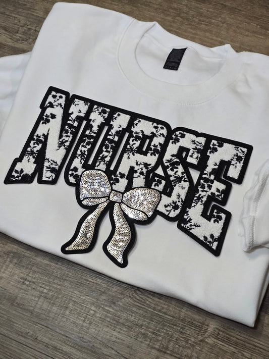 NURSE Embroidered patch on Crewnecks or Hoodies